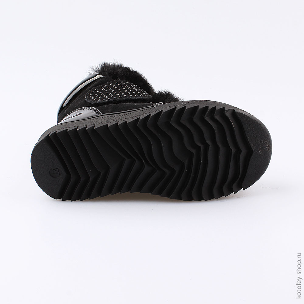 354034-41 Черные полусапожки с опушкой из меха, все фото 3