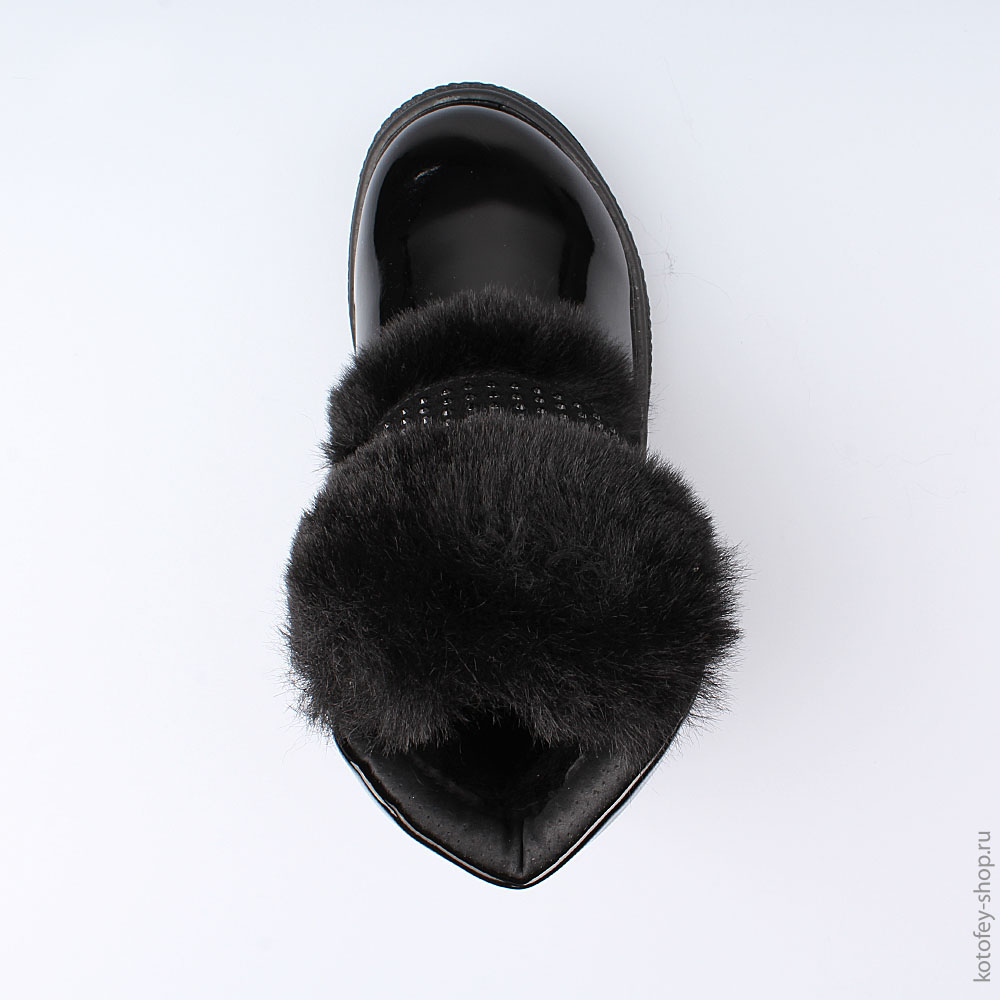 354034-41 Черные полусапожки с опушкой из меха, все фото 4