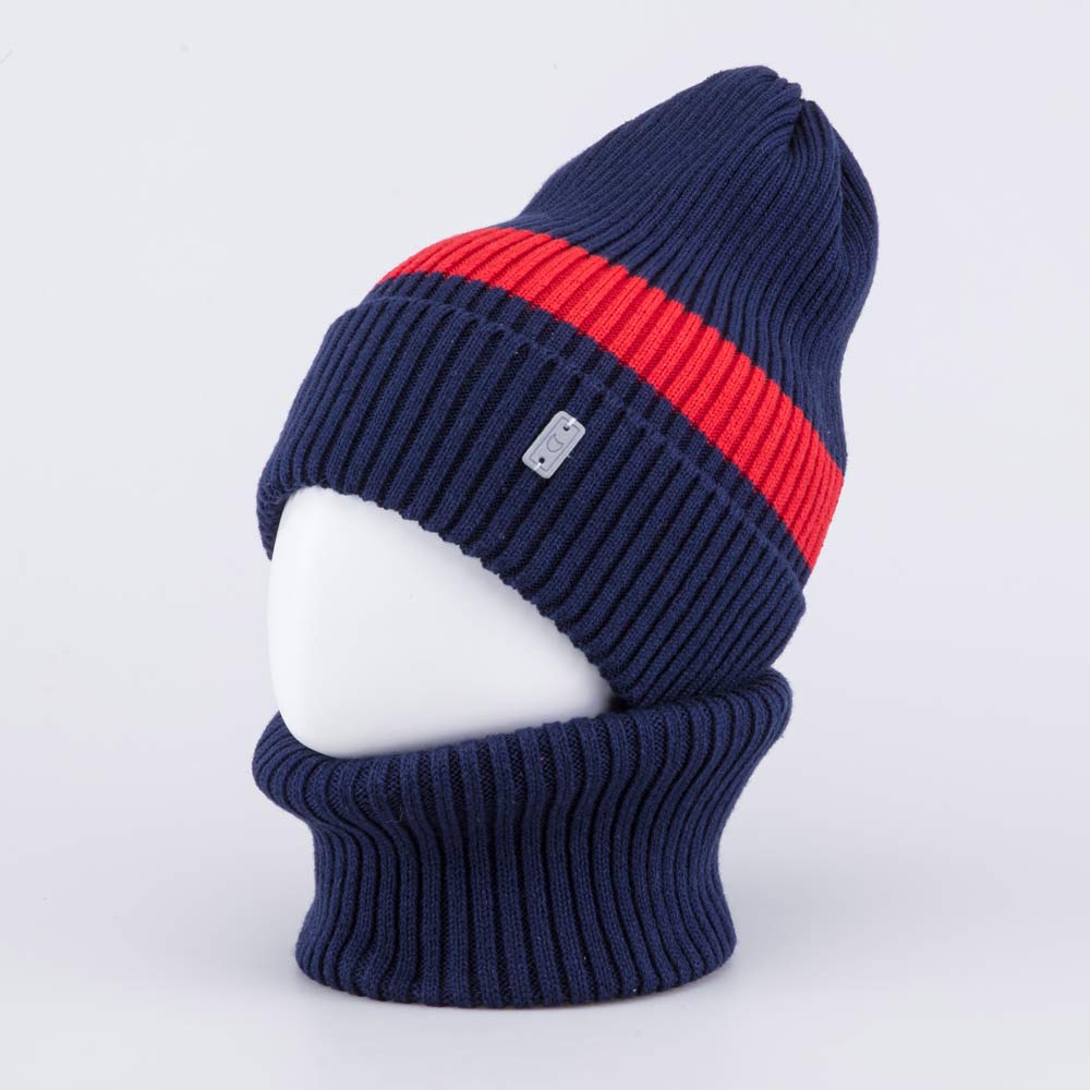 07711925-42 Комплект детский шапка+снуд синий-красный, все фото 1