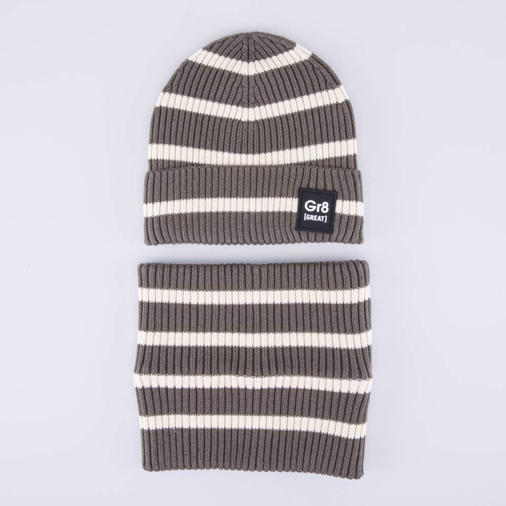 07704001-40 Комплект шапка+снуд бело-зеленый, все фото 1