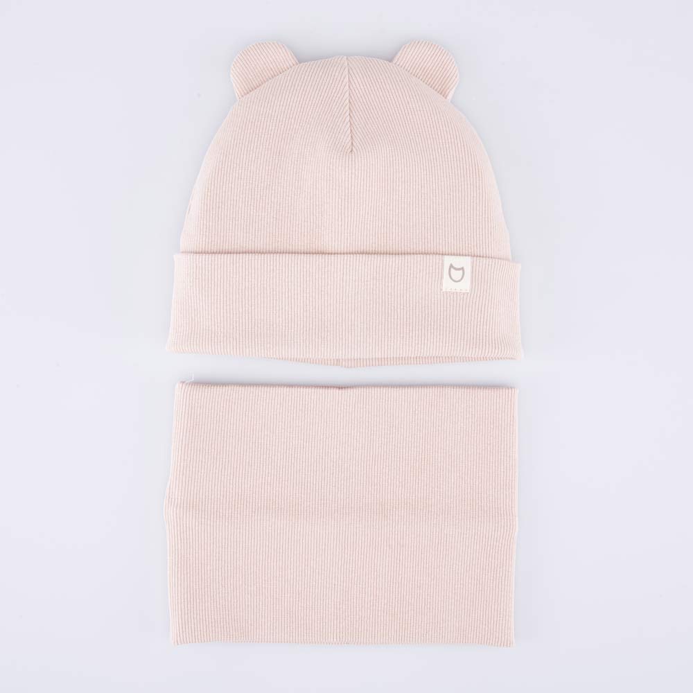 07704003-41 Комплект шапка с ушками+снуд бежевый, все фото 1