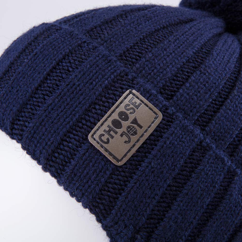 07704005-40 Теплый комплект шапка на завязках+снуд темно-синий, все фото 4