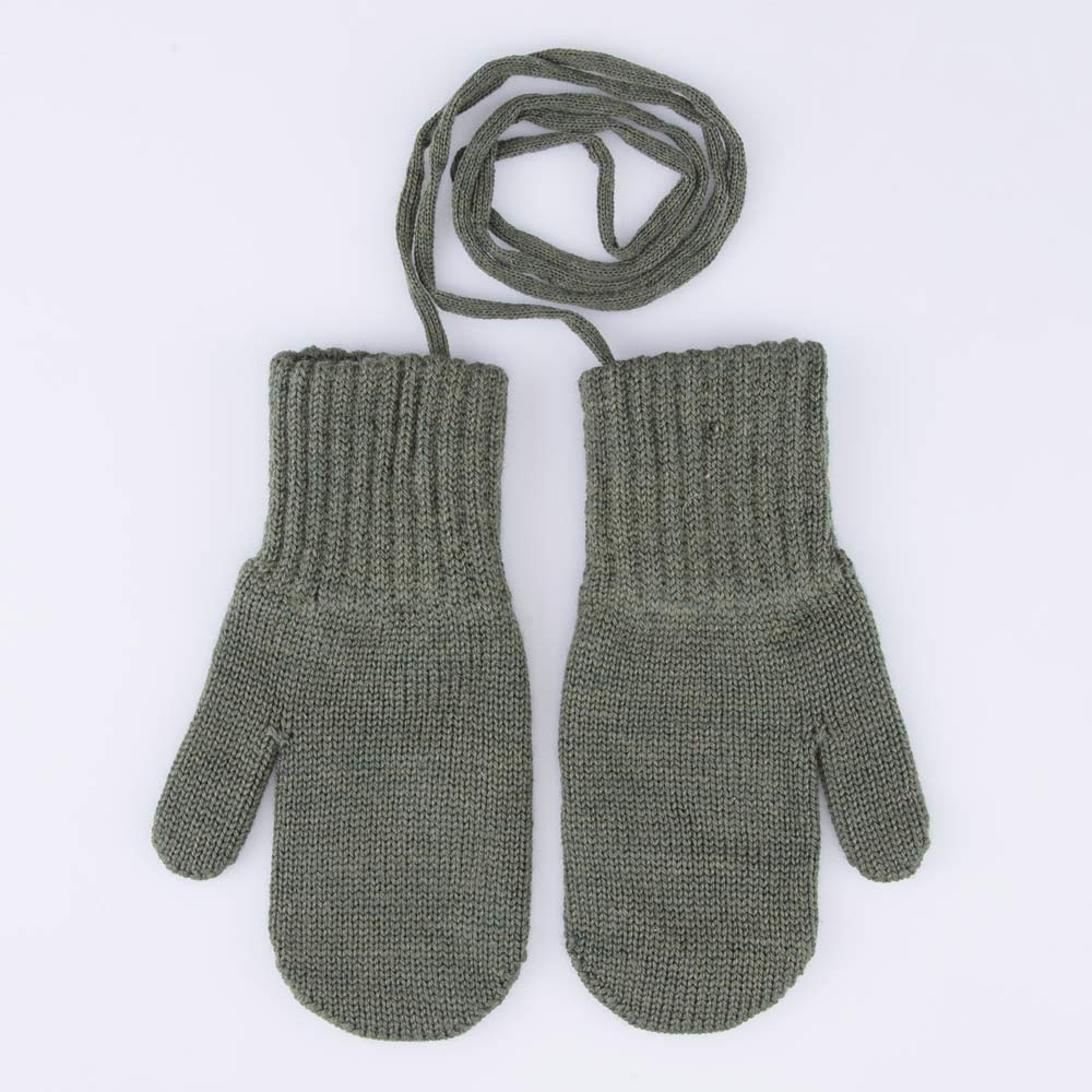 07721195-40 Варежки двухслойные из шерсти мериноса темно-зеленый, все фото 1