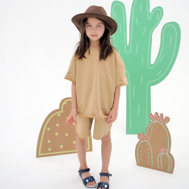 07764060-41 Костюм шорты + футболка бежевый, все фото 7