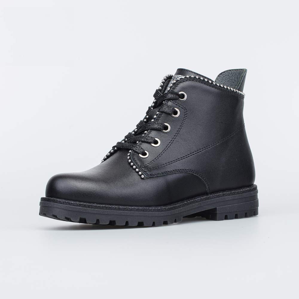 552268-21 Кожаные ботинки для девочки черного цвета , все фото 1