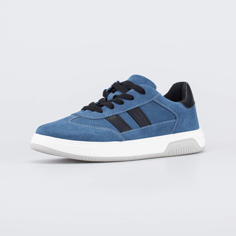 732437-11 Кожаные полуботинки-кеды для мальчика Синий велюр, все фото 1