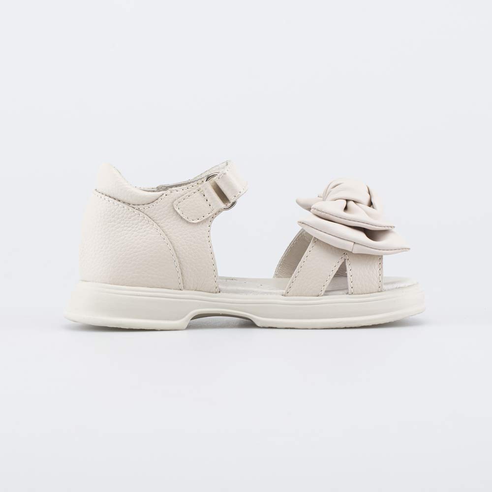 622521-21 Кожаные босоножки для девочки Бант бежевый, все фото 2
