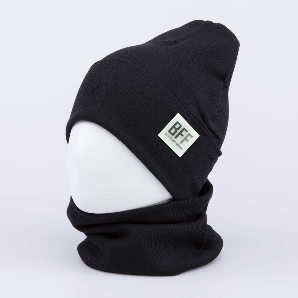 07711965-40 Комплект шапка+снуд для мальчика черный, все фото 1