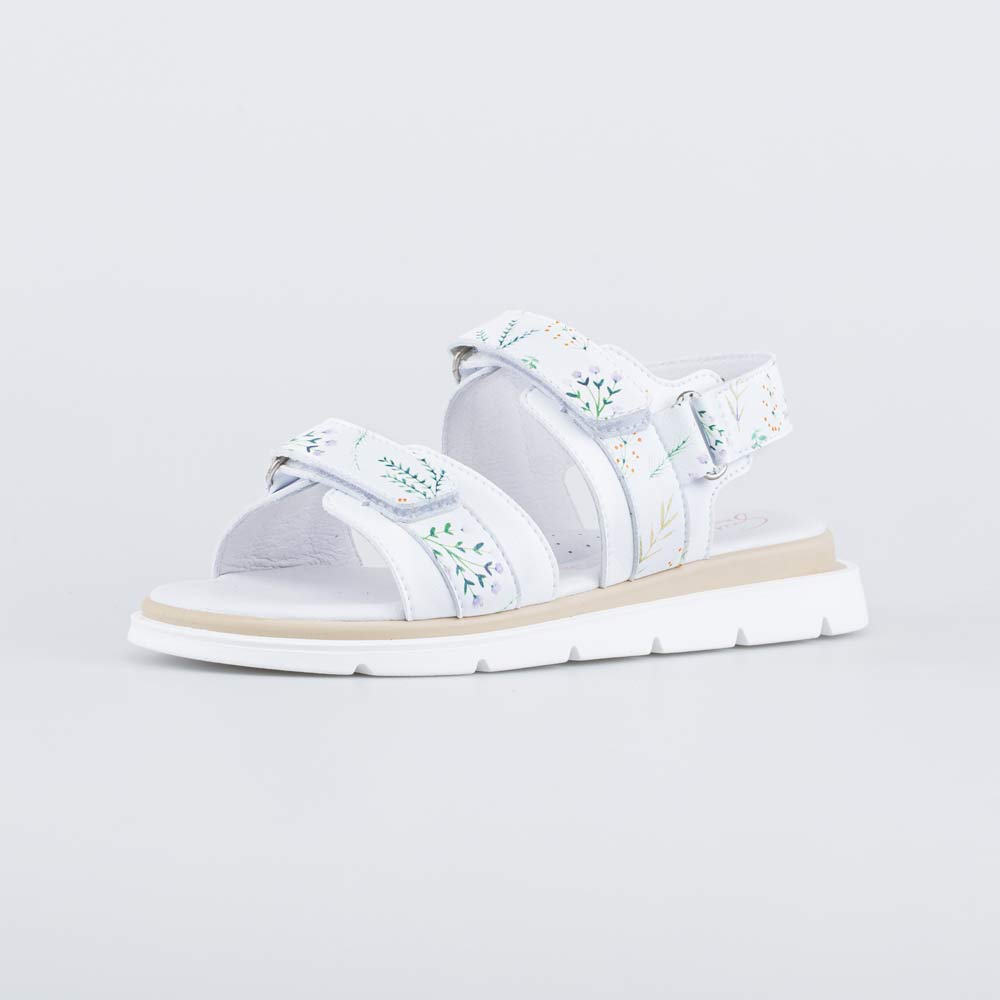 623026-21 Белые босоножки на липучках Цветы , все фото 1