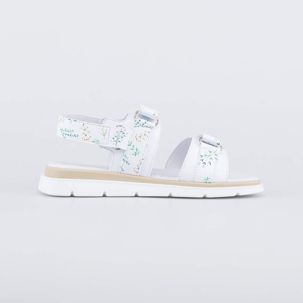 623026-21 Белые босоножки на липучках Цветы , все фото 2