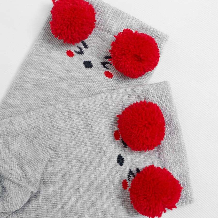 07842605-40 Носки с помпонами светло-серые, все фото 3