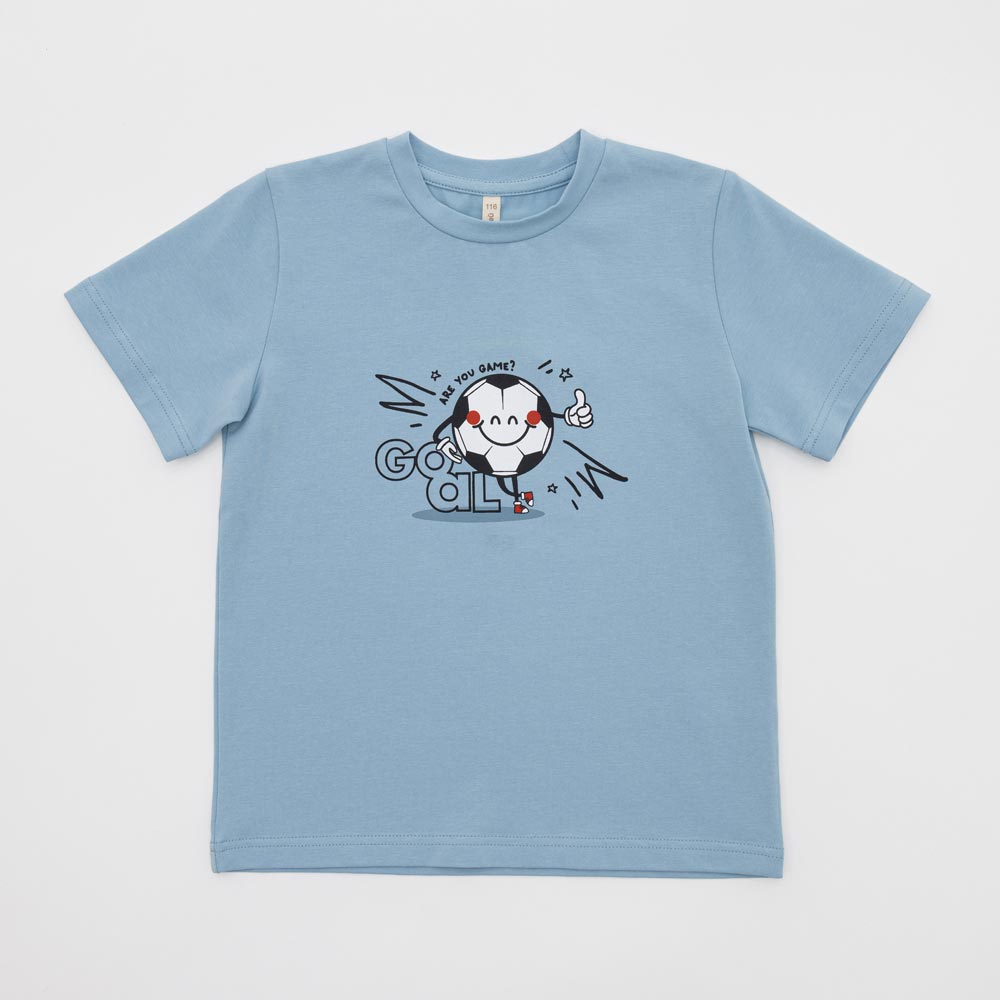 07702074-30 Голубая футболка с принтом для мальчика, все фото 1