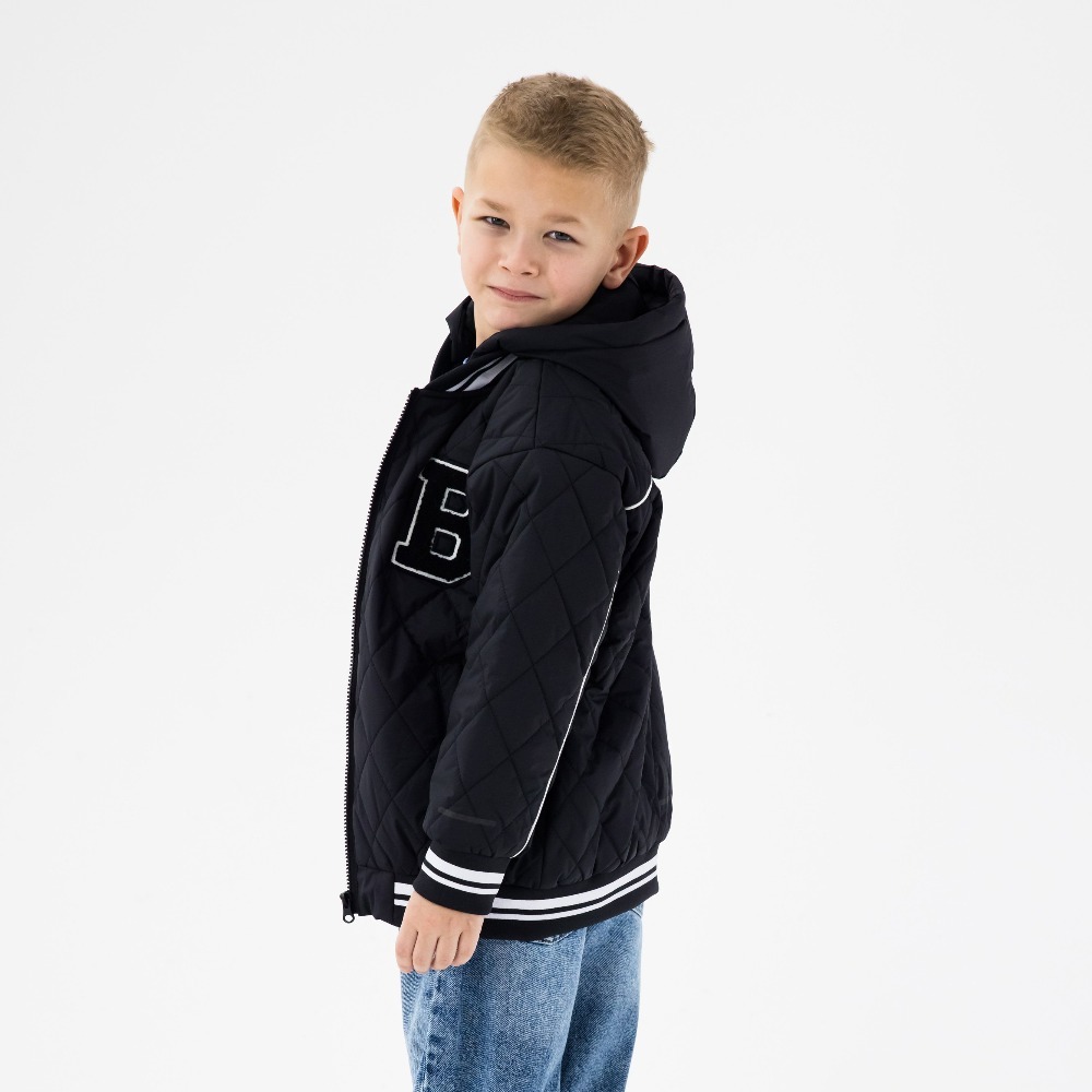 07757067-40 Стеганая куртка-бомбер для мальчика черный, все фото 2