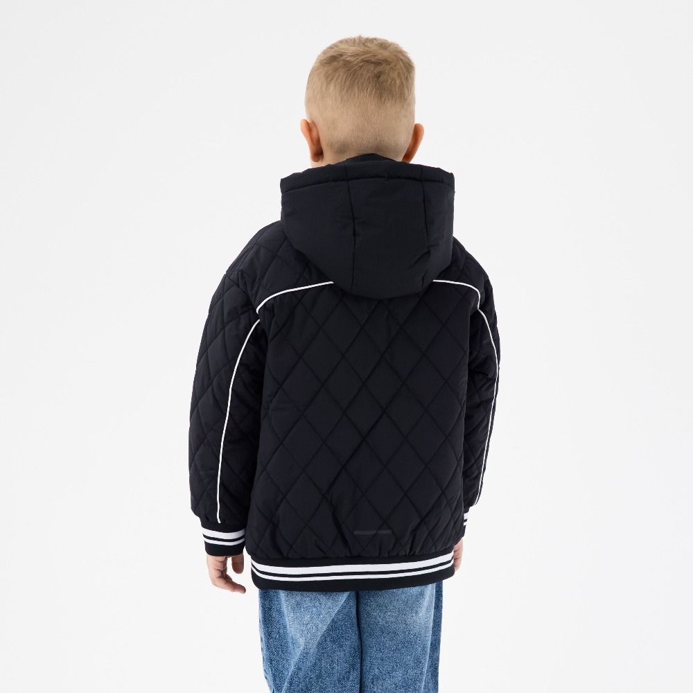 07757067-40 Стеганая куртка-бомбер для мальчика черный, все фото 3
