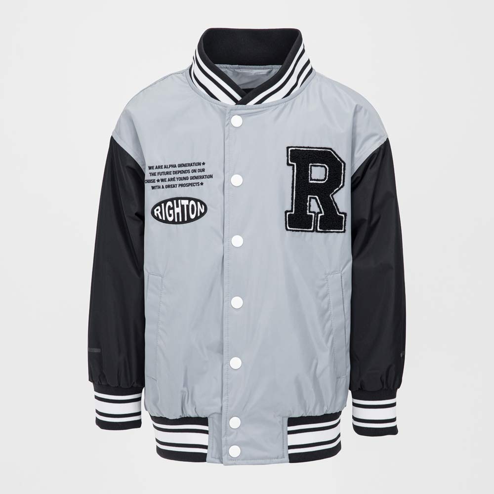 07757070-40 Куртка-бомбер для мальчика серый-черный, все фото 1