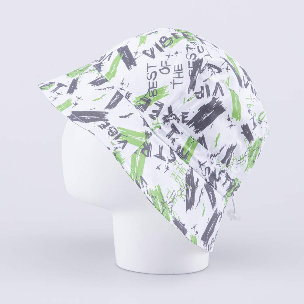 07710024-40 Панама хлопковая для мальчика белый-зеленый, все фото 3