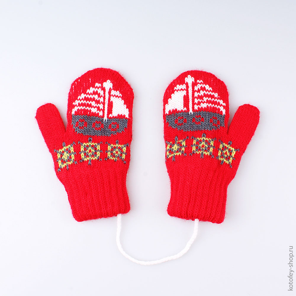 07721082-00 Варежки детские двухслойные красные, все фото 2