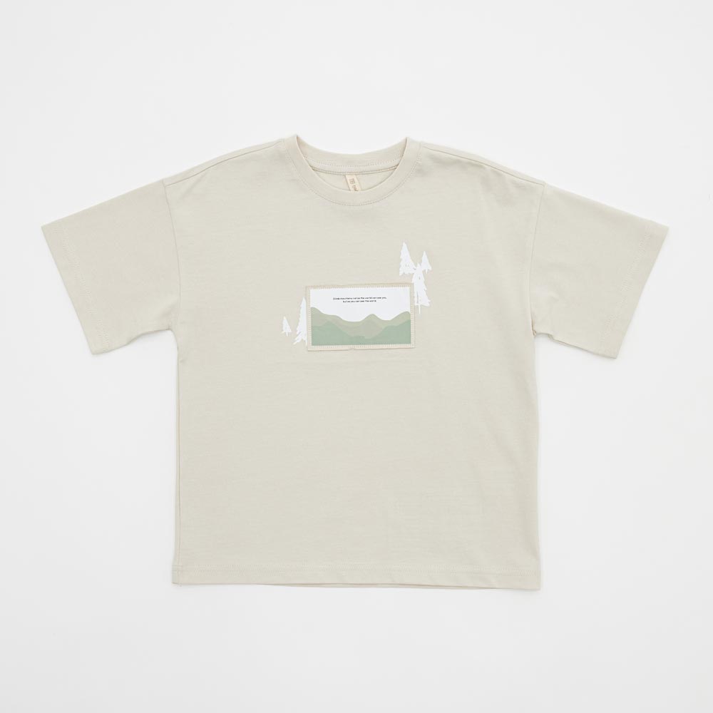 07702079-40 Бежевая футболка с принтом для мальчика, все фото 1