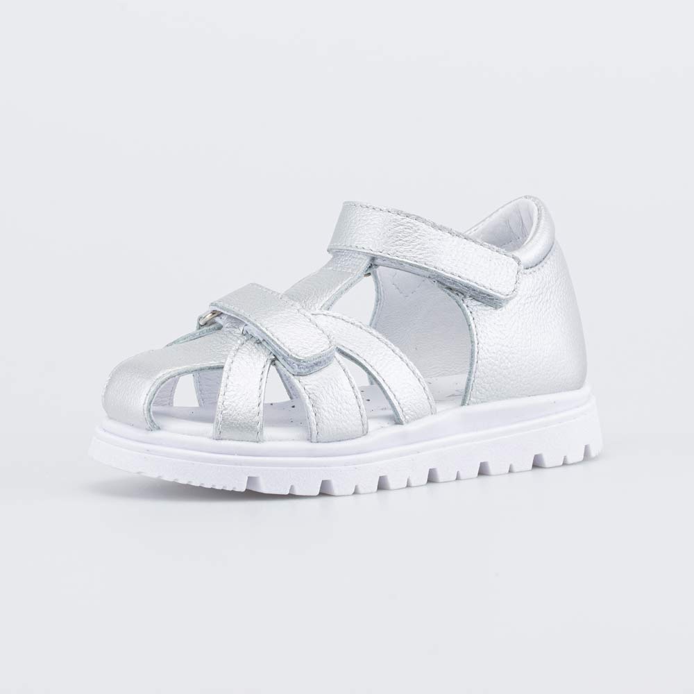 322188-21 Кожаные сандалии на липучках Серебро, все фото 1