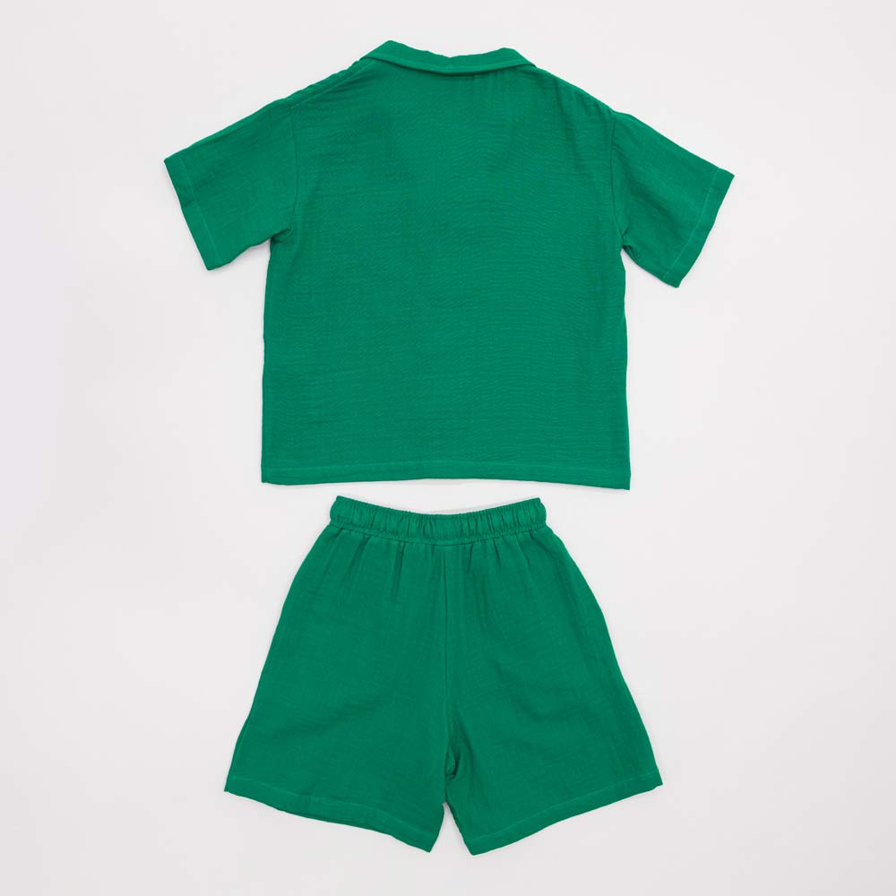 07764075-41 Костюм муслиновый рубашка + шорты зеленый, все фото 2