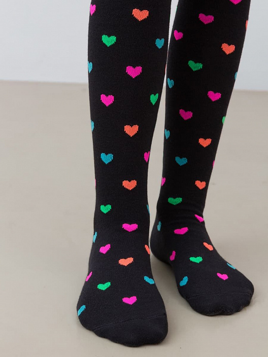 07832454-40 Колготки хлопковые Сердечки черный, все фото 2