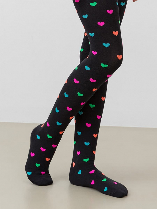 07832454-40 Колготки хлопковые Сердечки черный, все фото 3
