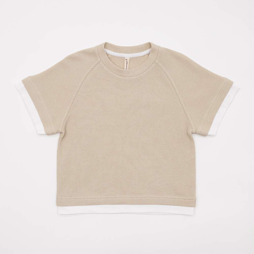 07764090-42 Вафельная футболка для мальчика бежевый, все фото 1