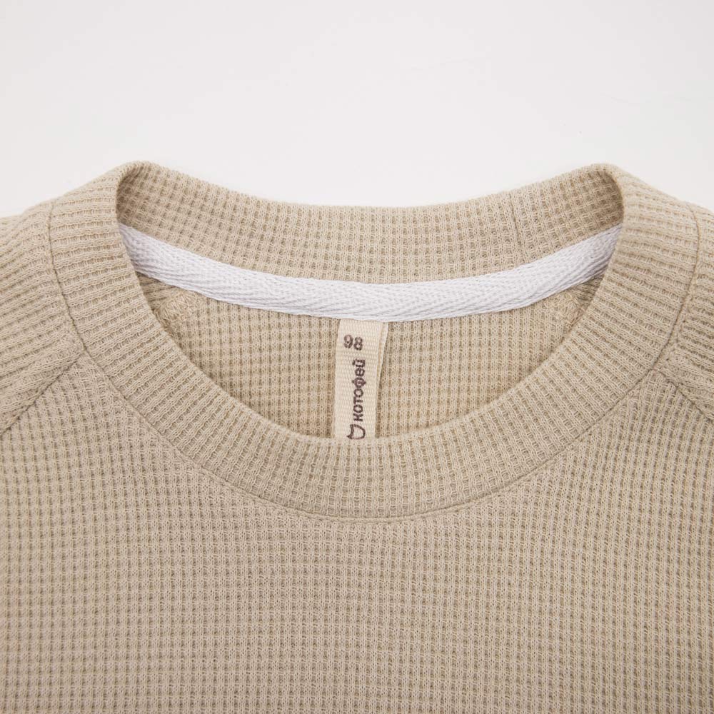 07764090-42 Вафельная футболка для мальчика бежевый, все фото 3