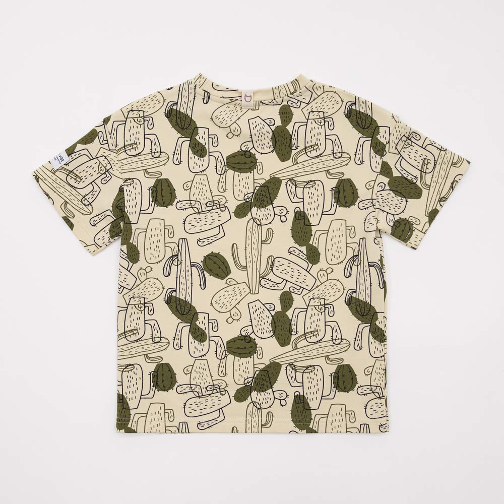 07764091-40 Футболка из футера для мальчика бежевый-зеленый, все фото 2