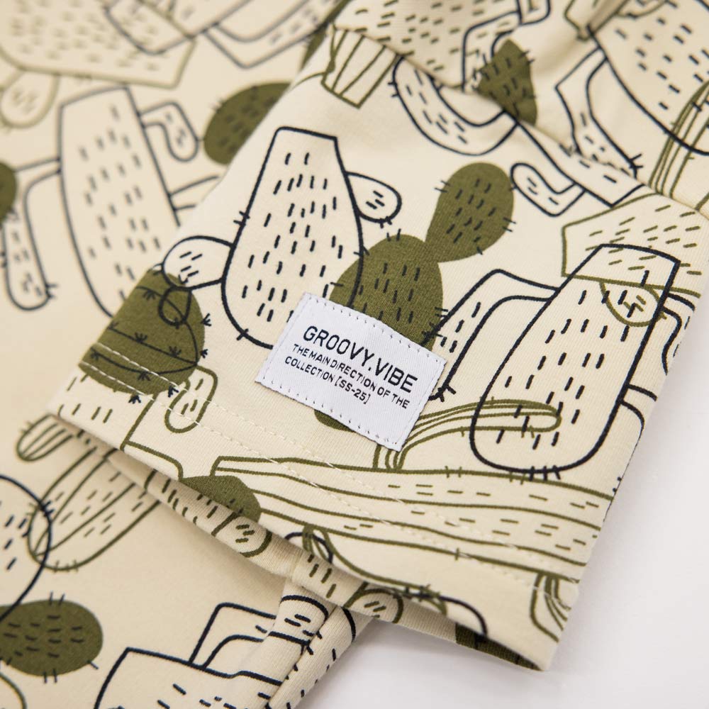 07764091-40 Футболка из футера для мальчика бежевый-зеленый, все фото 4