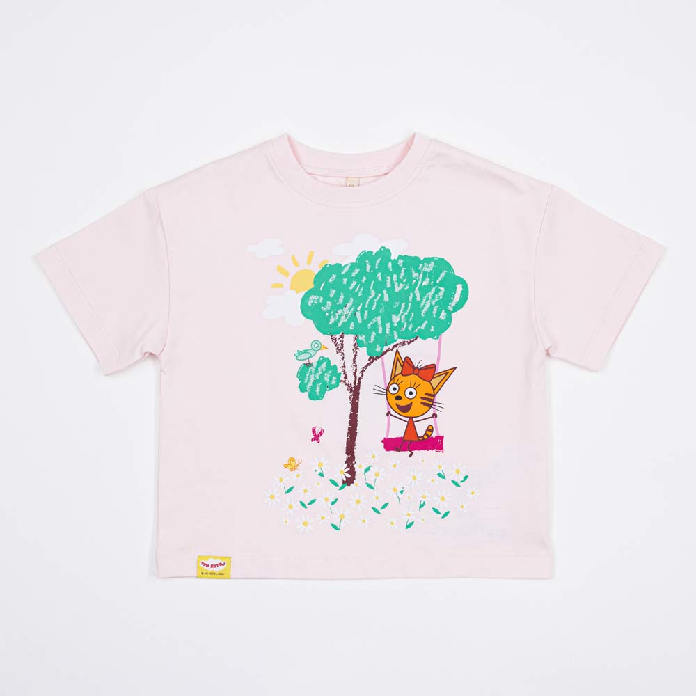 07802049-41 Футболка из кулирки Три кота розовый, все фото 1