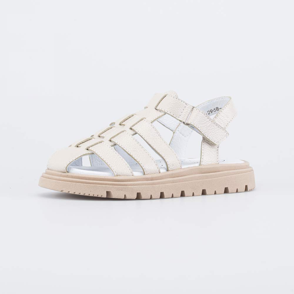 522184-23 Кожаные босоножки на липучке бежевый, все фото 1