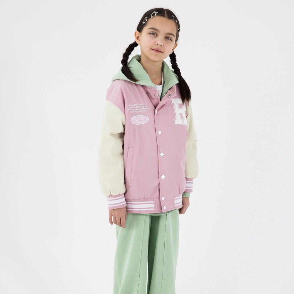 07857065-40 Куртка-бомбер для девочки розовый, все фото 1