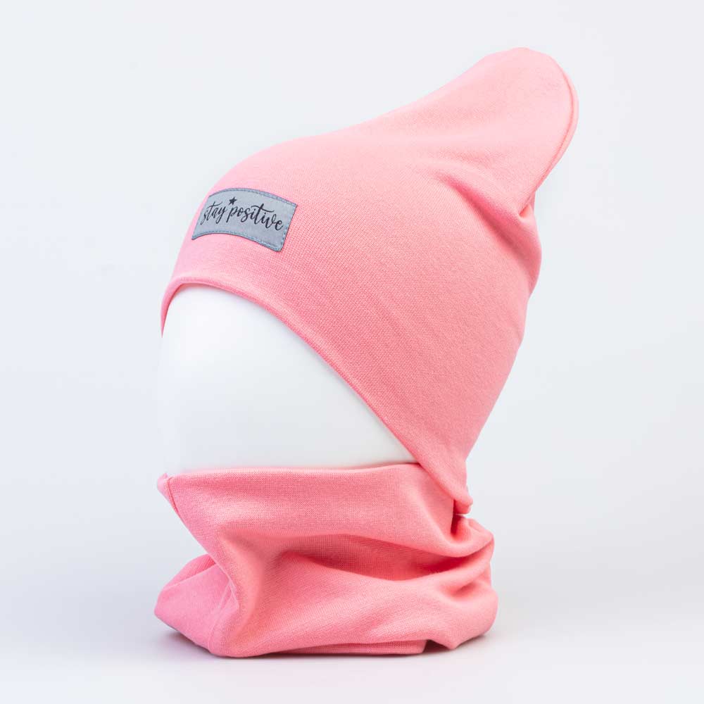 07811268-40 Хлопковая шапка со снудом коралл, все фото 1