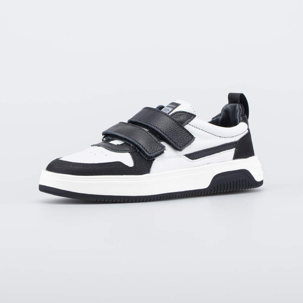 532324-21 Кожаные полуботинки на липучках черно-белый, все фото 1