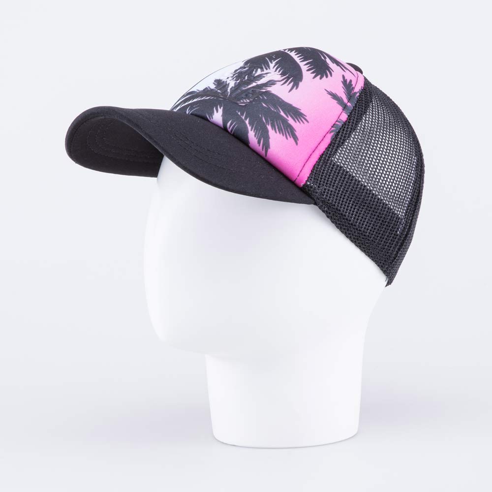 07809044-40 Кепка-бейсболка с сеткой для девочки Пальмы черный-розовый, все фото 1