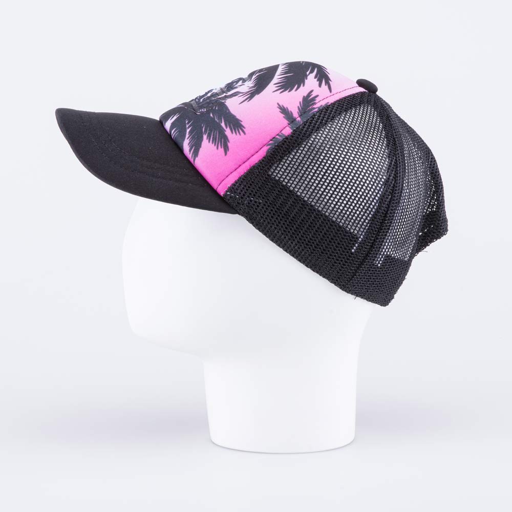 07809044-40 Кепка-бейсболка с сеткой для девочки Пальмы черный-розовый, все фото 2
