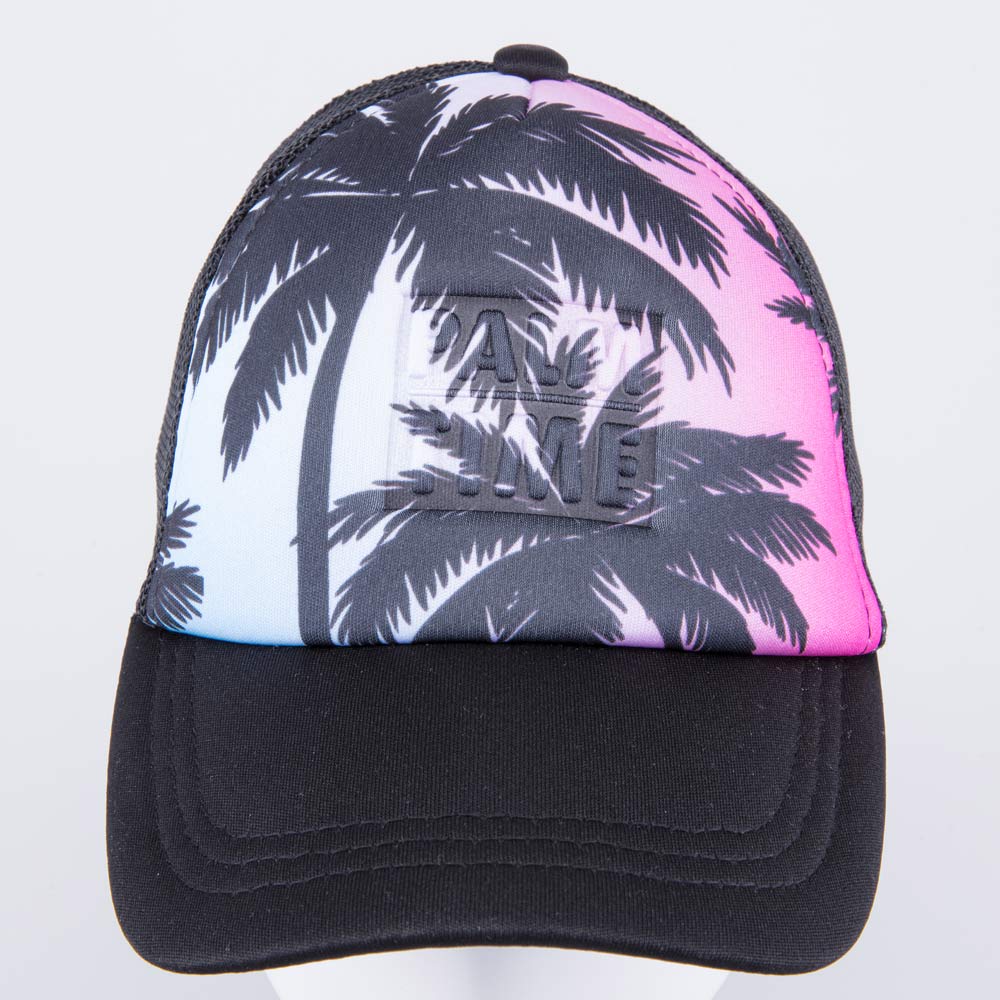 07809044-40 Кепка-бейсболка с сеткой для девочки Пальмы черный-розовый, все фото 3