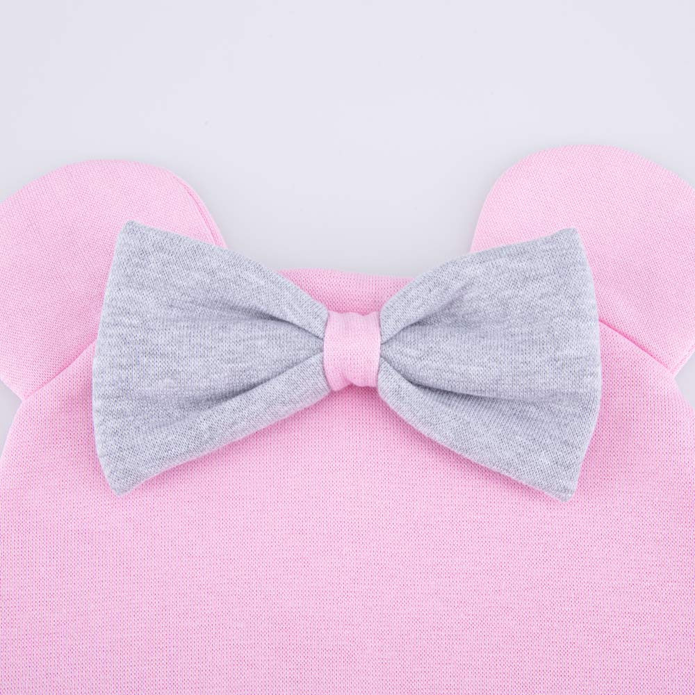 07811682-40 Хлопковая шапка с ушками розовая, все фото 3