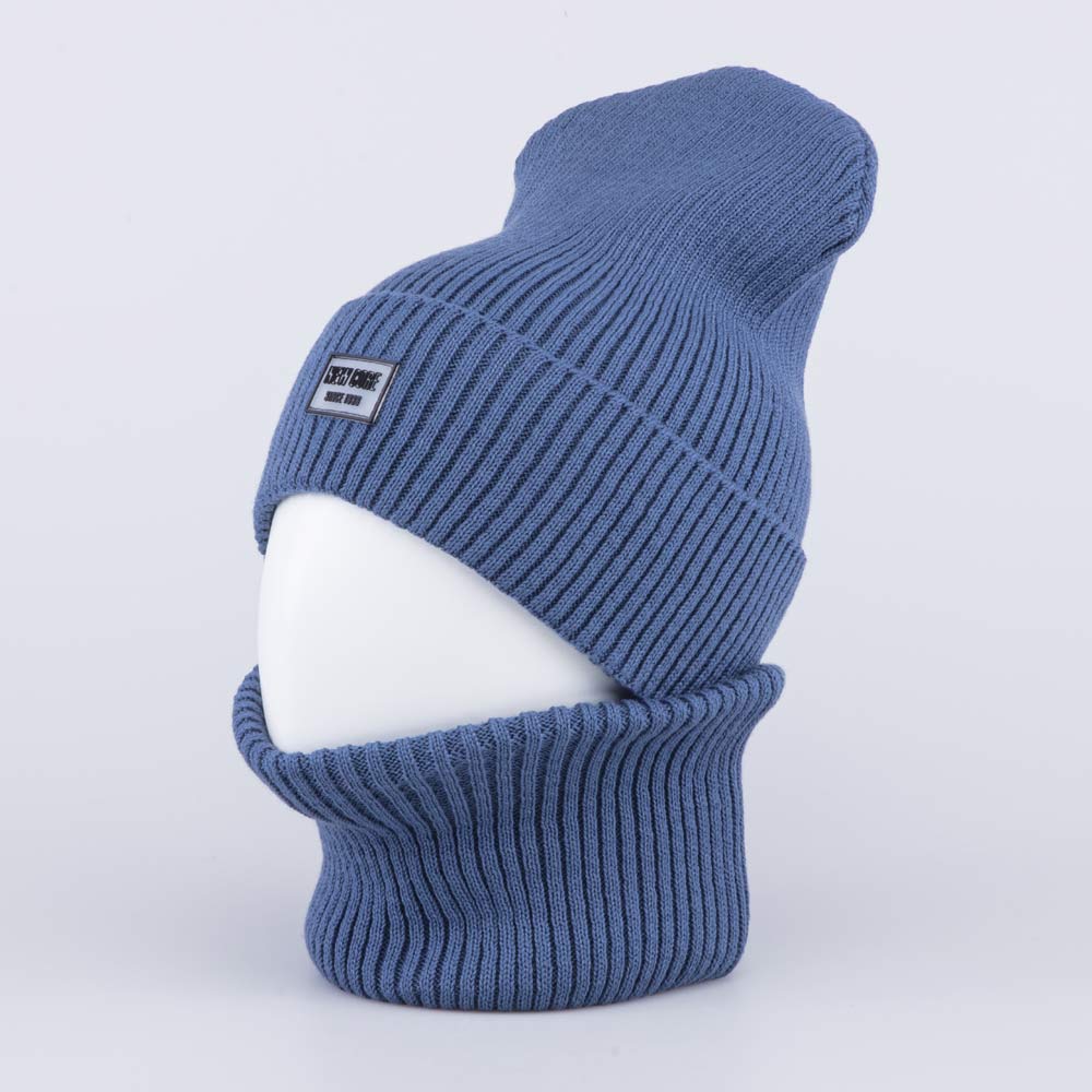 07811926-40 Шапка и снуд для мальчика синий, все фото 1