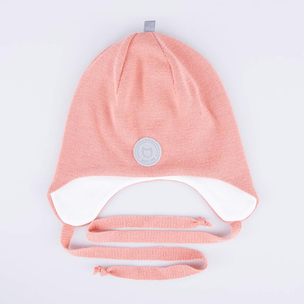 07811391-41 Шерстяная шапка на завязках Персиковый, все фото 2