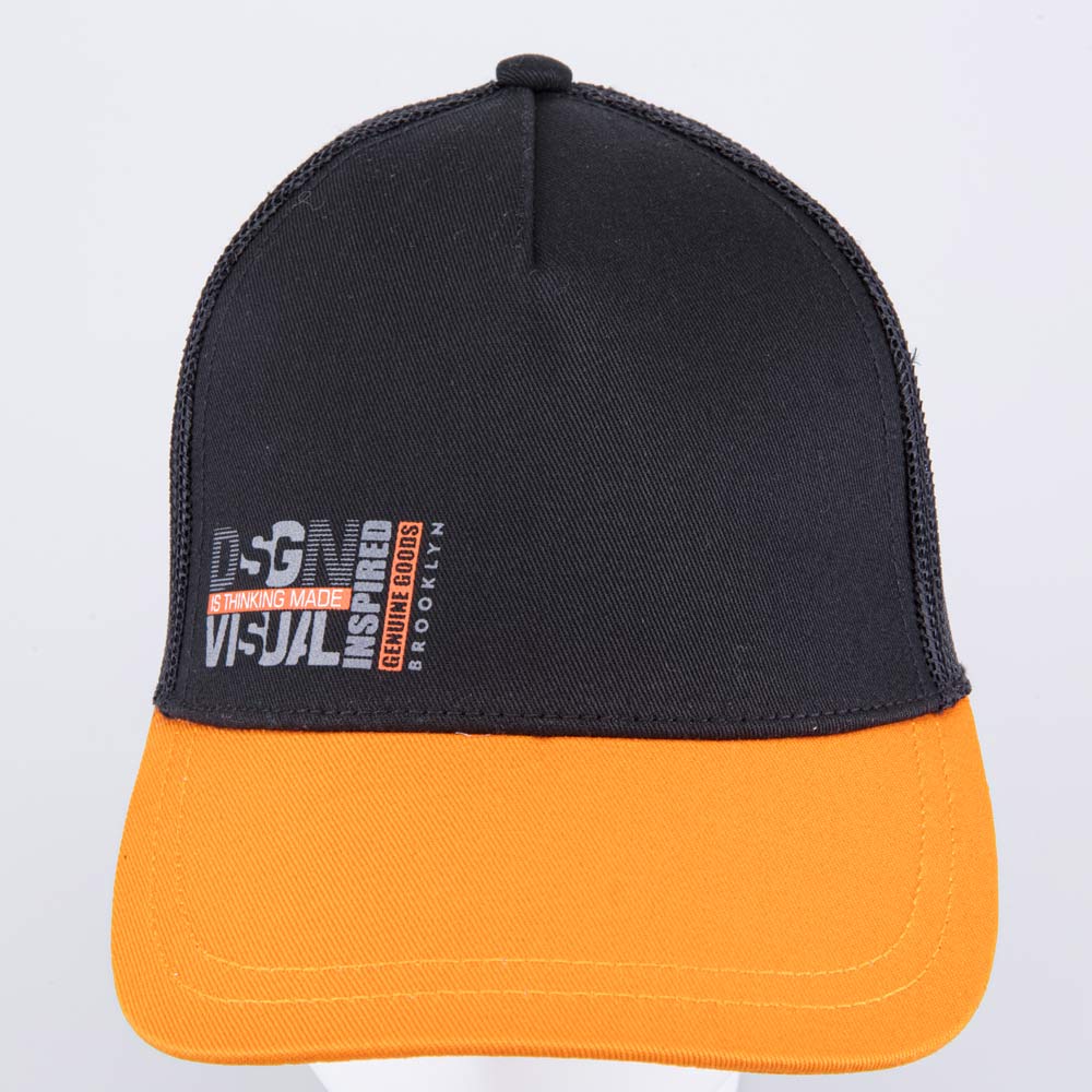 07709033-40 Кепка-бейсболка с сеткой для мальчика черный-оранжевый, все фото 3