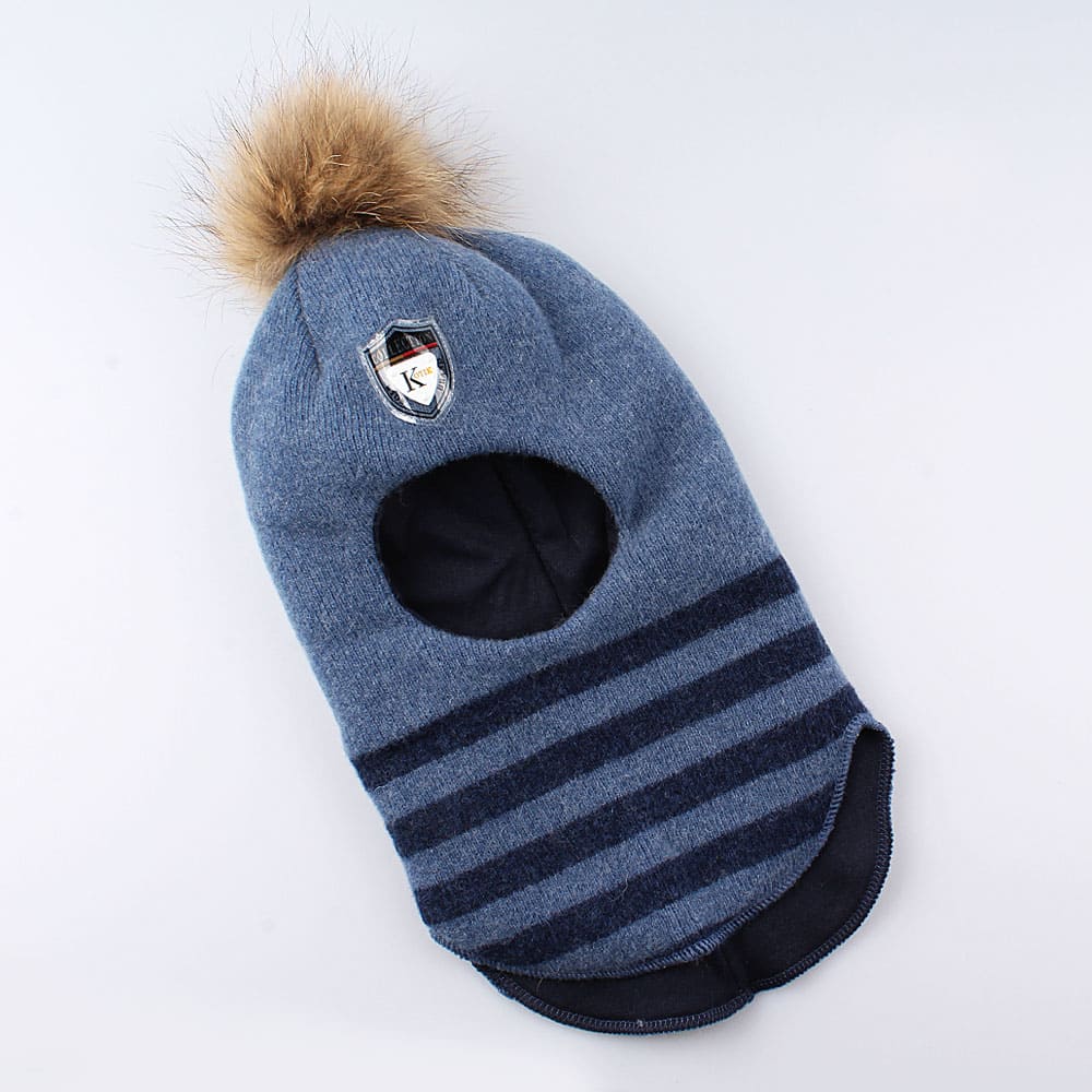 07711153-40 Шлем зимний для мальчика, 70% шерсти, синий, все фото 1