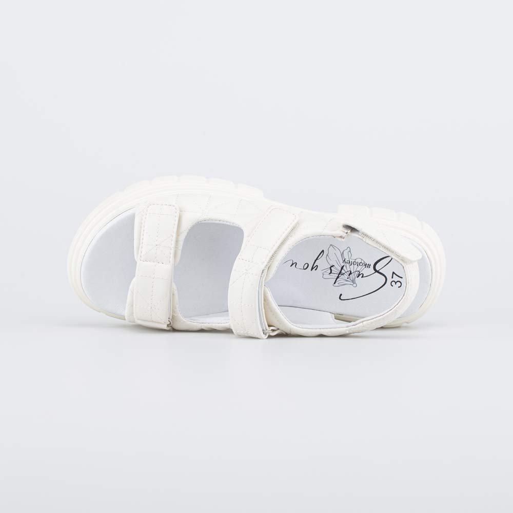 723031-22 Бежевые сандалии на липучках для девочки-подростка, все фото 4