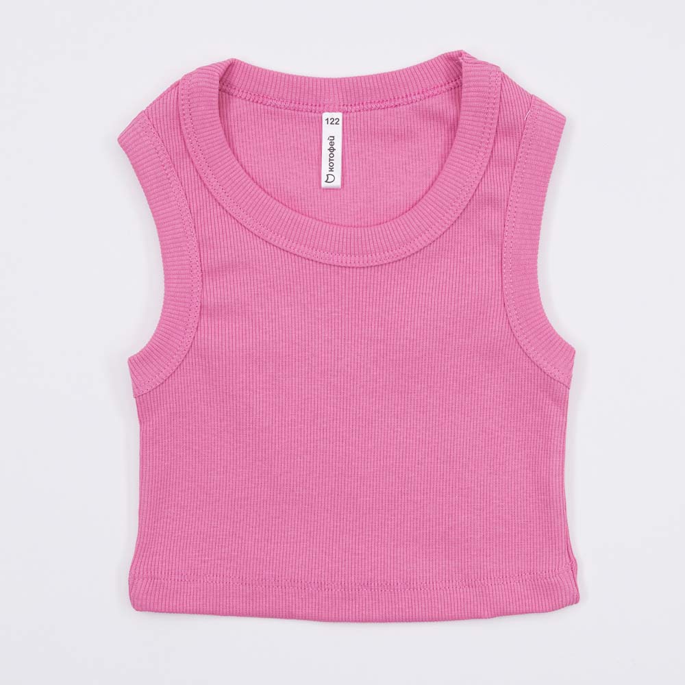 07854052-40 Майка-топ в рубчик для девочки розовый, все фото 1