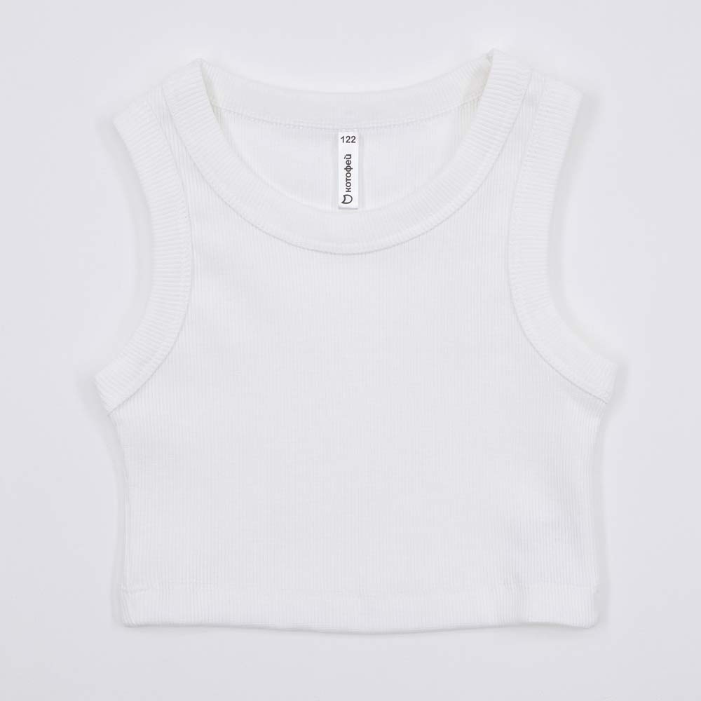 07854052-42 Майка-топ в рубчик для девочки белый, все фото 1