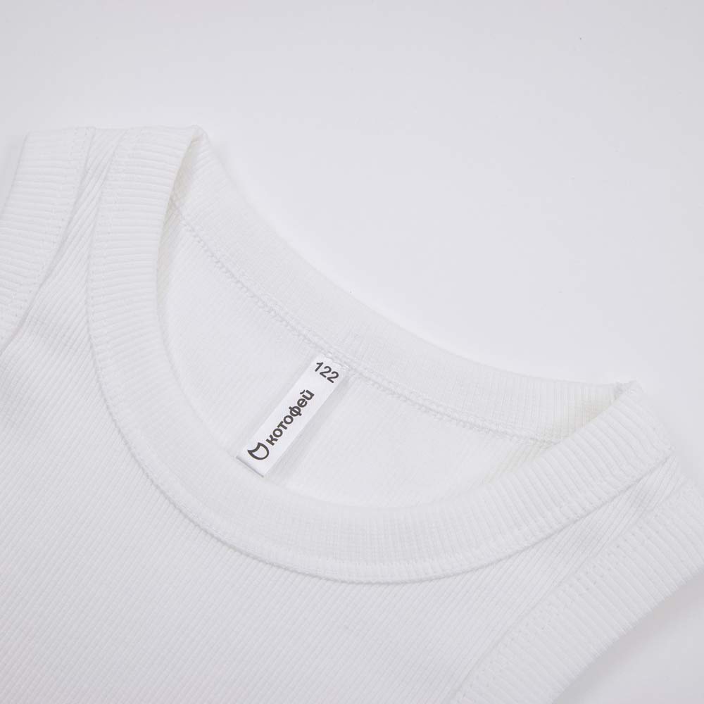 07854052-42 Майка-топ в рубчик для девочки белый, все фото 3