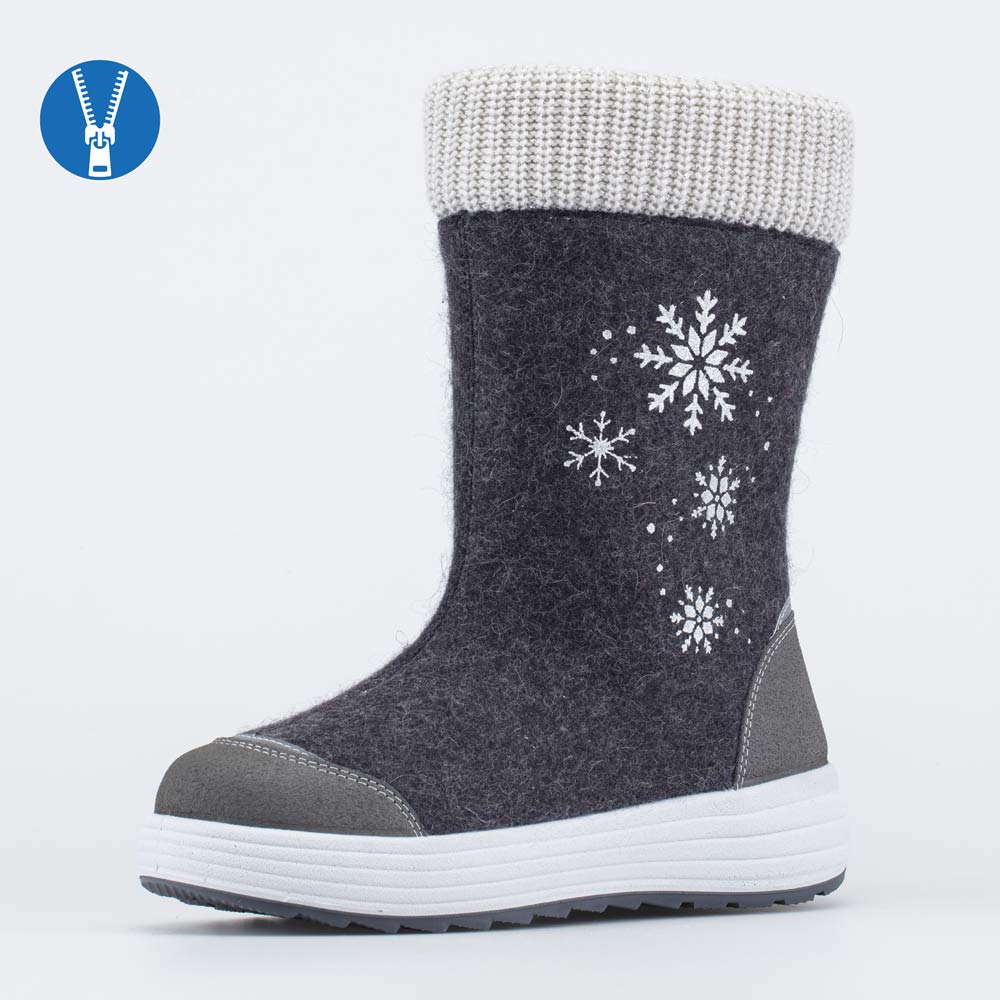 767056-41 Валенки для девочки суперутепленные Снежинка темно-серый, все фото 1