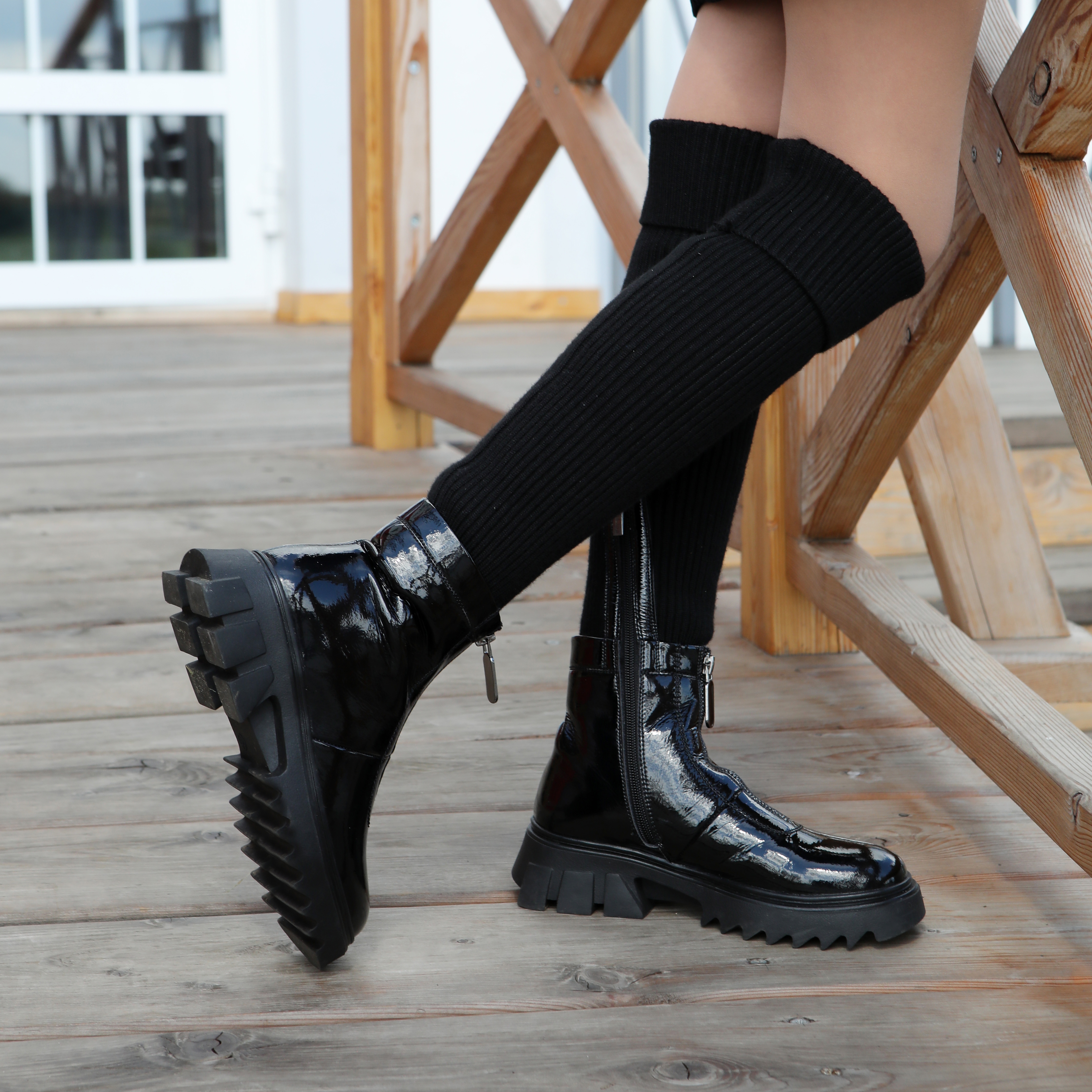 664138-31 Демисезонные сапоги с вязаным чулком, все фото 6