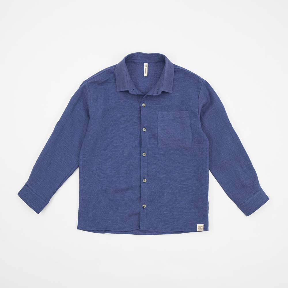 07703011-41 Летняя рубашка из льна и вискозы синий, все фото 1